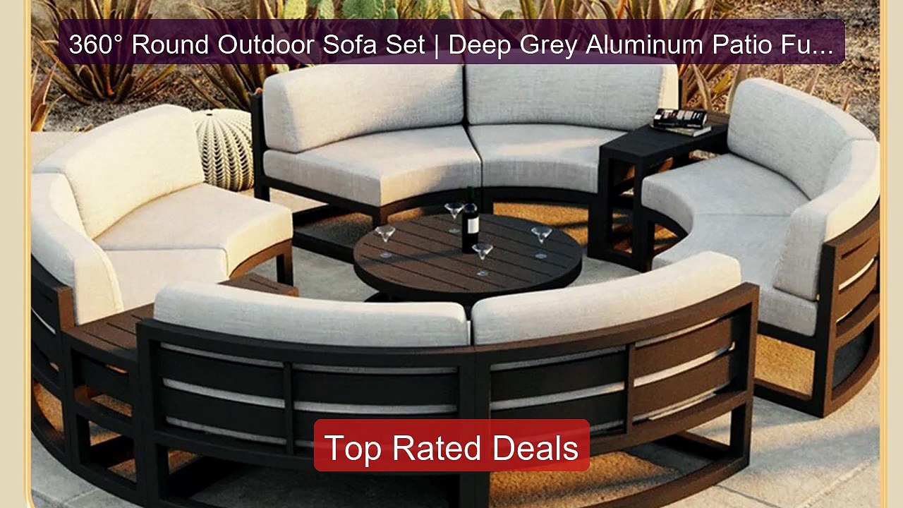 360° Round Outdoor Sofa Set | Deep Grey Aluminu...