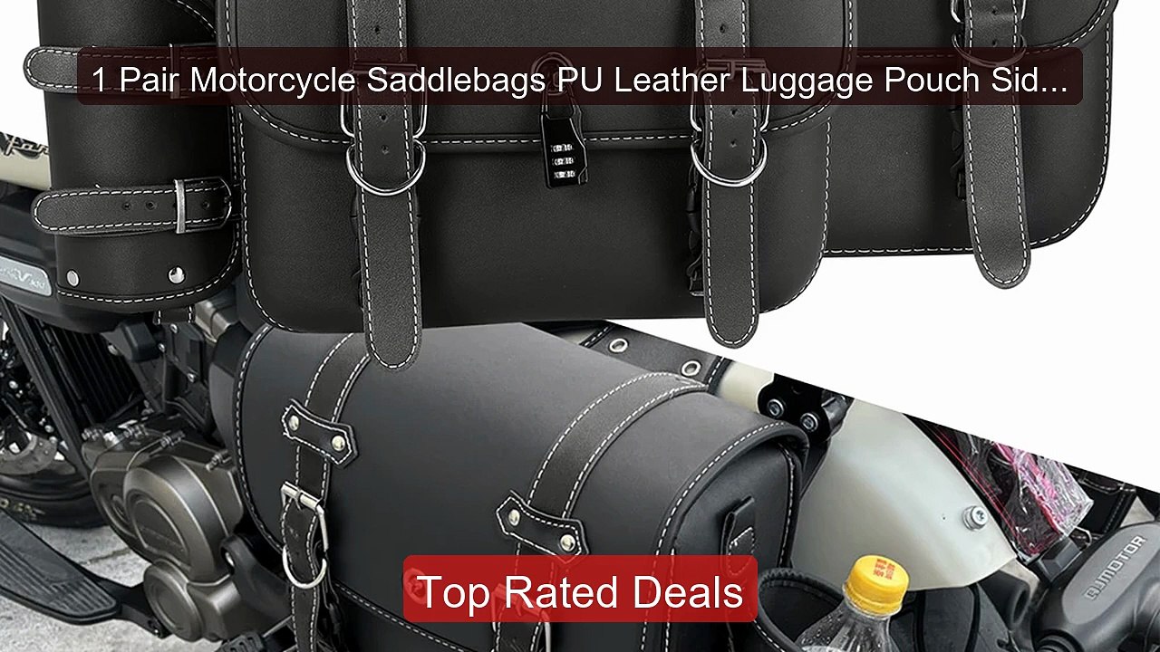 1 Pair Motorcycle Saddlebags PU Leather Luggage...
