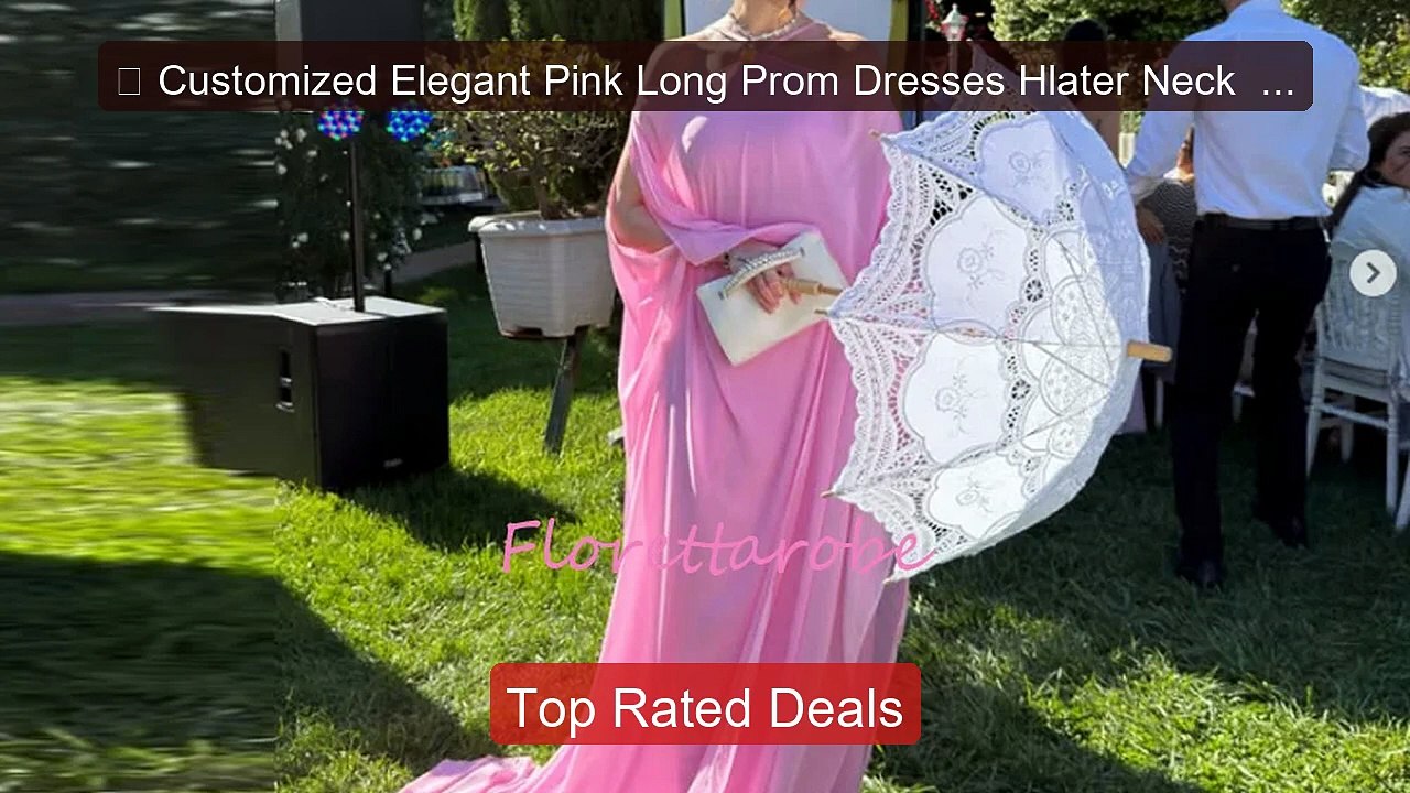 Customized Elegant Pink Long Prom Dresses Hlate...