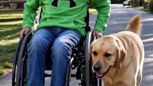 Never ahead, never behind — always right beside the wheel 🐕♿