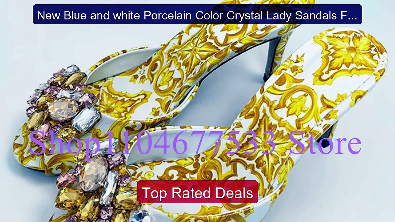 New Blue and white Porcelain Color Crystal Lady Sandals Fashio... -- Best Buy 2026 | Great Quality!