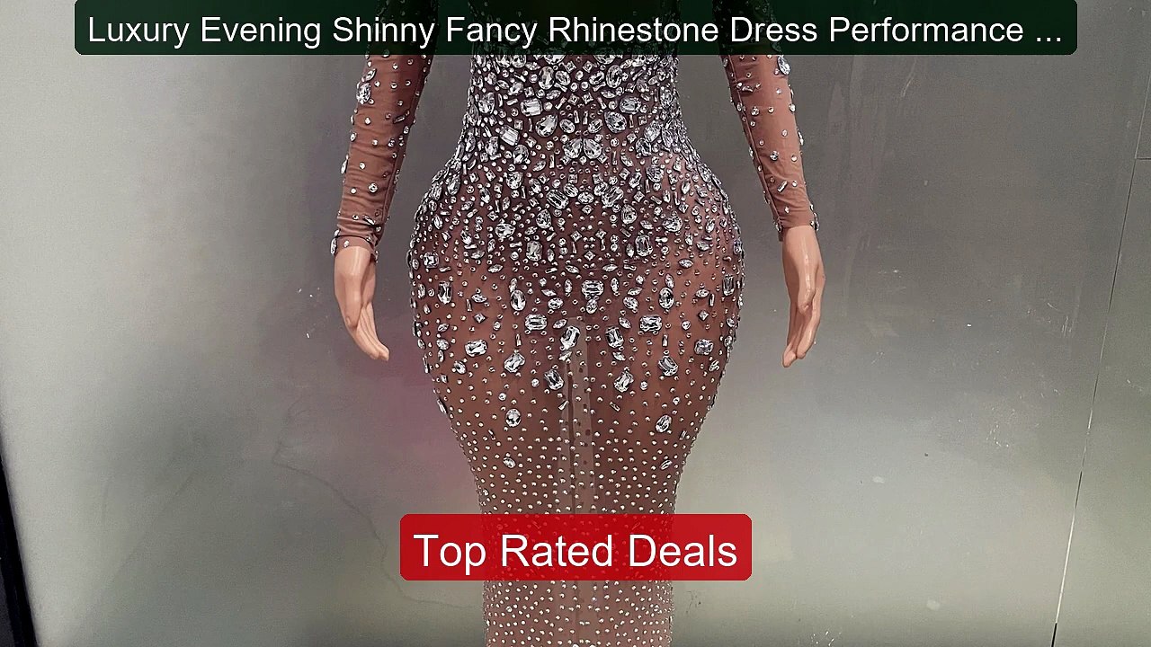 Luxury Evening Shinny Fancy Rhinestone Dress Pe...