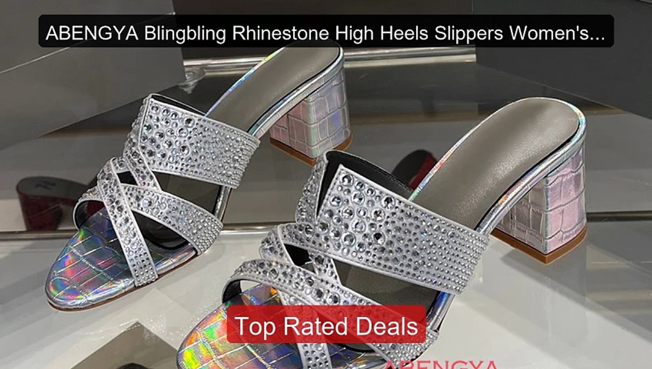 ABENGYA Blingbling Rhinestone High Heels Slippers Women's Open... -- Best Buy 2026 | Great Quality!