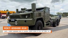 वीडियो में MZKT-690400-010 के एडजस्टेबल न्यूमैटिक सस्पेंशन को काम करते दिखाया गया