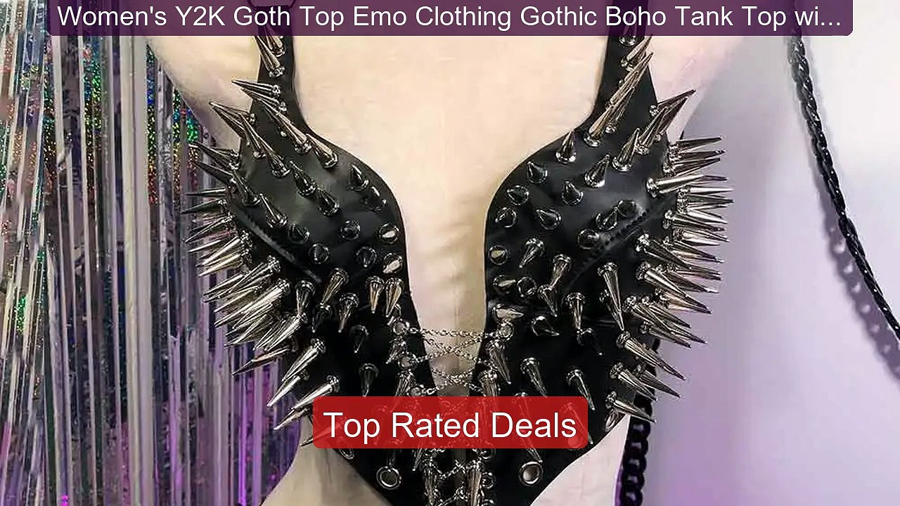 Women's Y2K Goth Top Emo Clothing Gothic Boho Tank Top with Spikes ... -- Top Rated 2026 | Buy Now!
