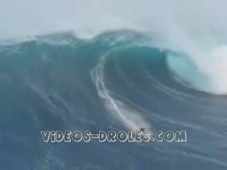 surfeur sur une vague geante