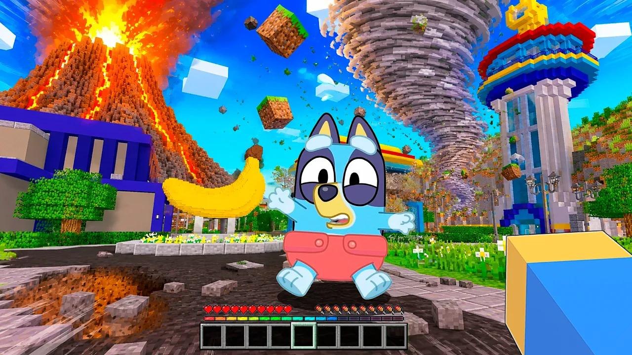 Baby Bluey survit aux catastrophes naturelles dans Minecraft 😱