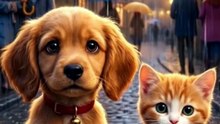A Rainy Day Friendship 🌧️🐱🐶 | 2D AI Cartoon Animation Short