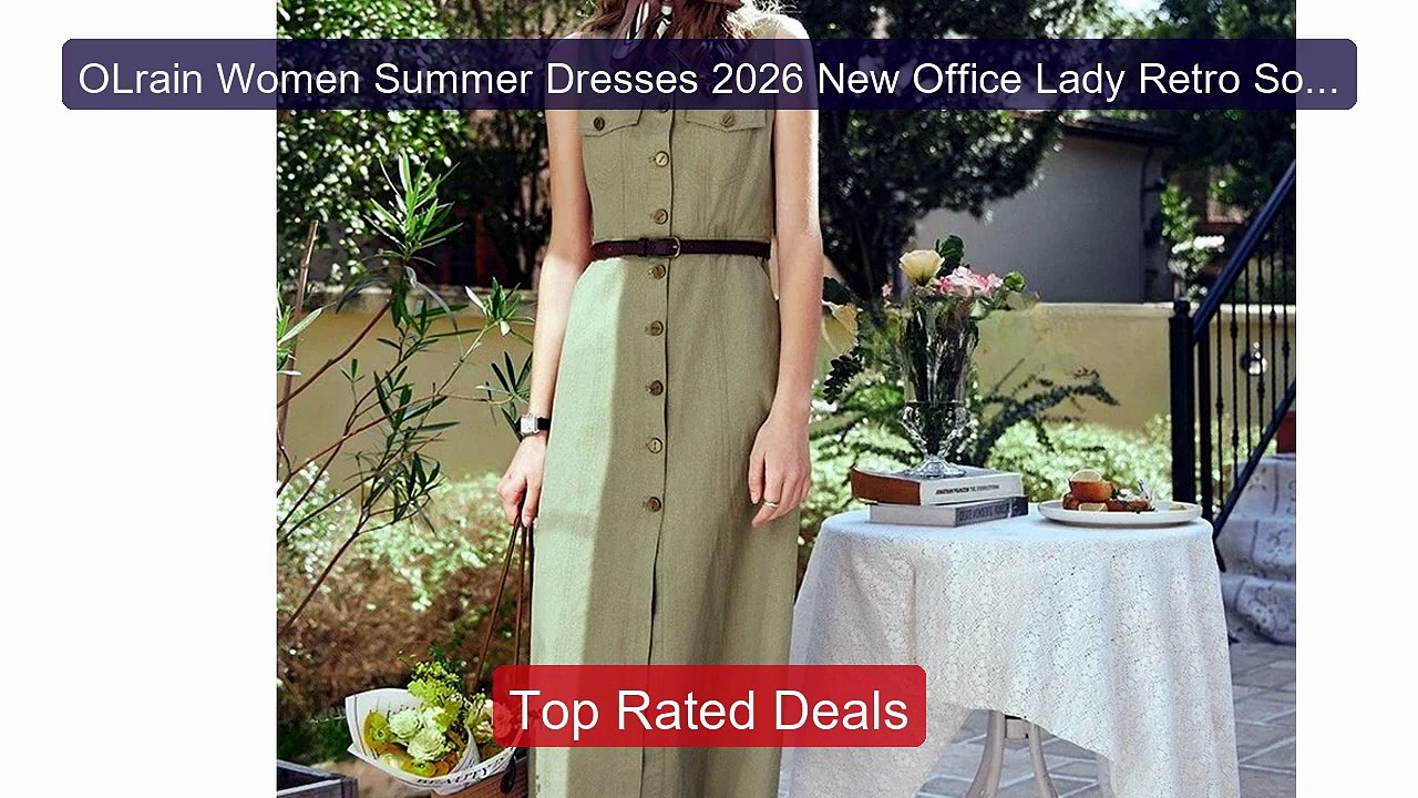 OLrain Women Summer Dresses 2026 New Office Lady Retro Solid ... -- Amazing Value 2026 | Must Have!
