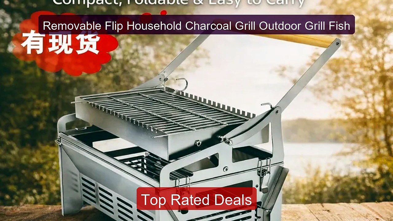 Removable Flip Household Charcoal Grill Outdoor...