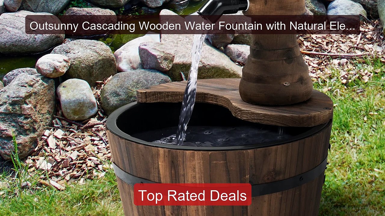 Outsunny Cascading Wooden Water Fountain with Natural Electric... -- Hot Deal 2026 | Limited Offer!