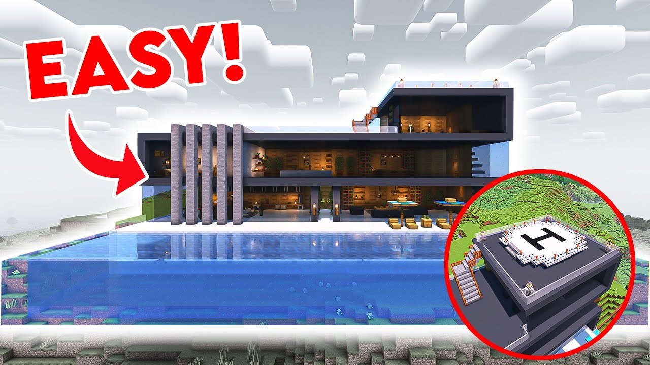 Minecraft: How To Build A Modern Bali Cliff Hou...