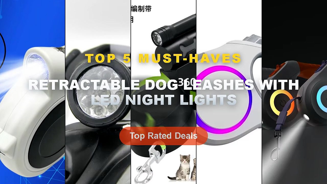 Top 5 Best Retractable Dog Leashes With LED Night Lights (Must Have!) - ROJECO 5M Retractable Dog Leash Automatic LED Li...