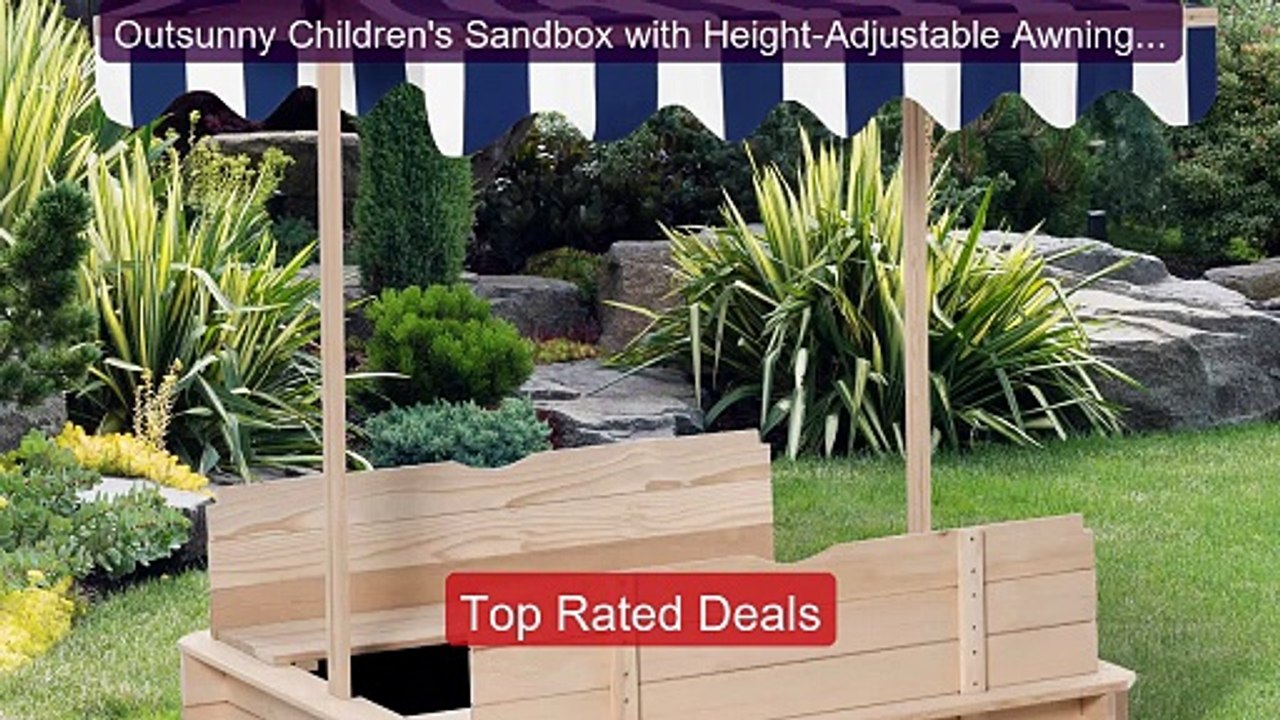 Outsunny Children's Sandbox with Height-Adjusta...