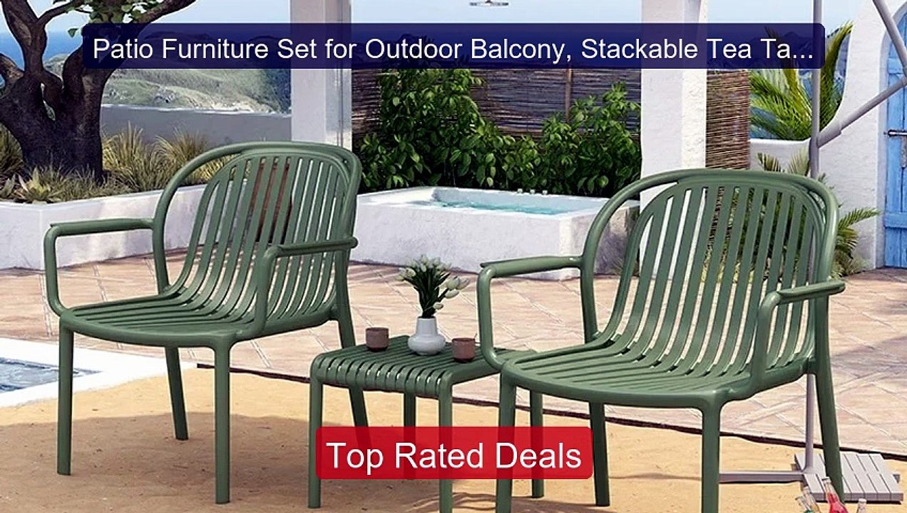 Patio Furniture Set for Outdoor Balcony, Stacka...