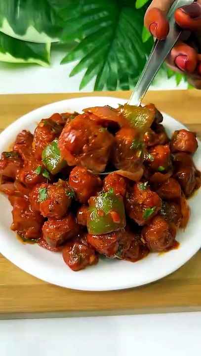 Soya Chilli Recipe - Soya Manchurian Restaurant Style #shorts #soyachilli #soyabeanrecipe #recipe