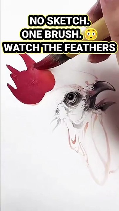 "One Brush. One Breath. A Rooster Is Born."