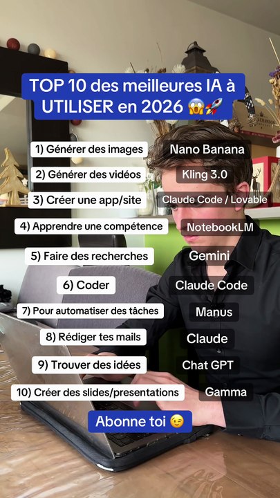 Top 10 des meilleures IA à UTILISER en 2026 😱🚀