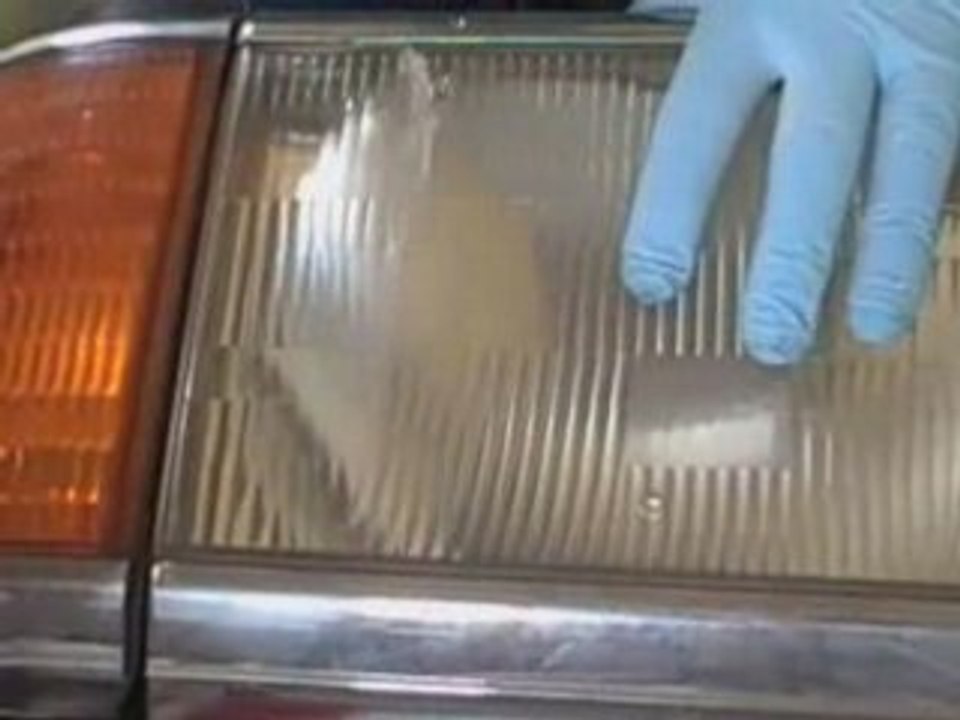 Cleaning a headlight using Autosol polish