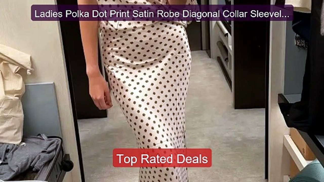 Ladies Polka Dot Print Satin Robe Diagonal Collar Sleeveless ... -- Amazing Value 2026 | Must Have!