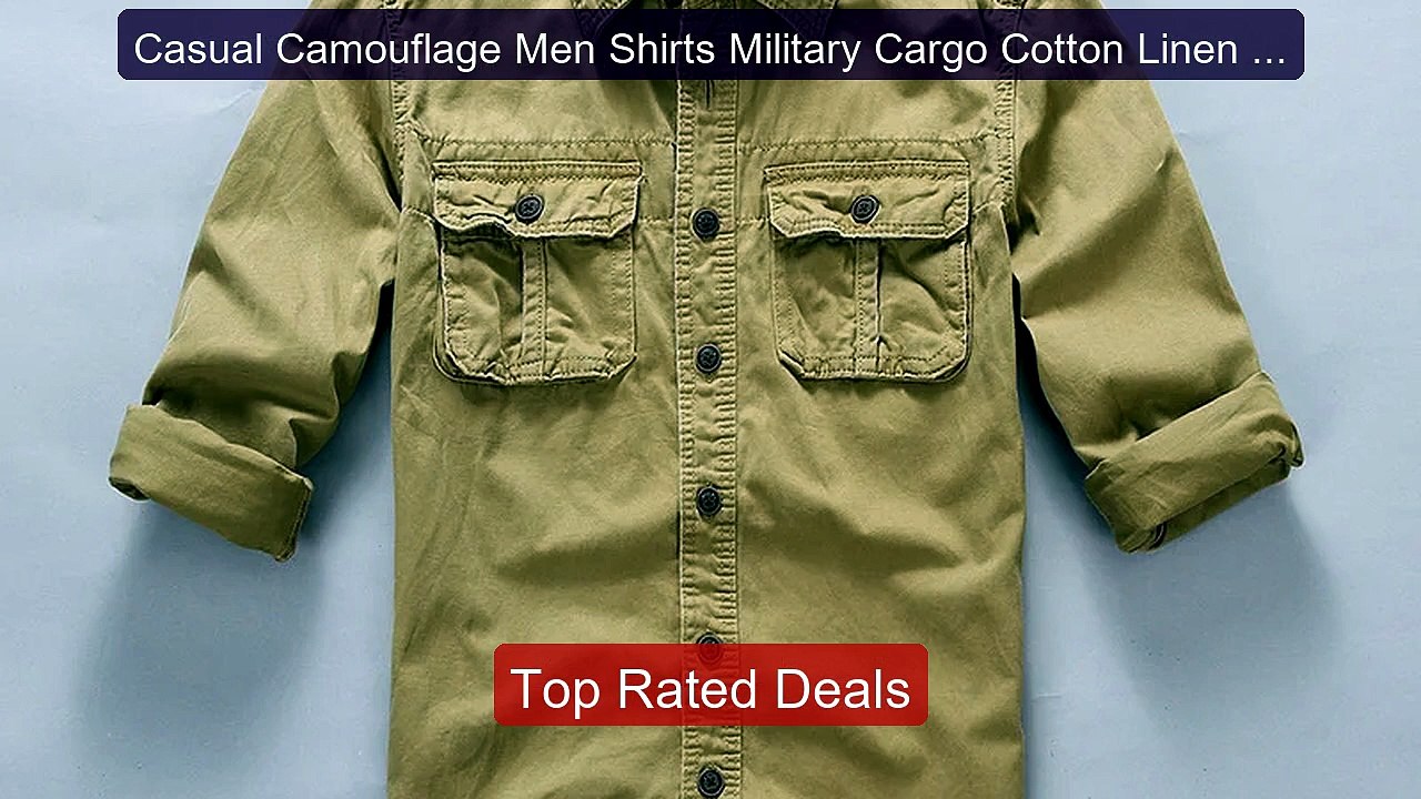 Casual Camouflage Men Shirts Military Cargo Cot...