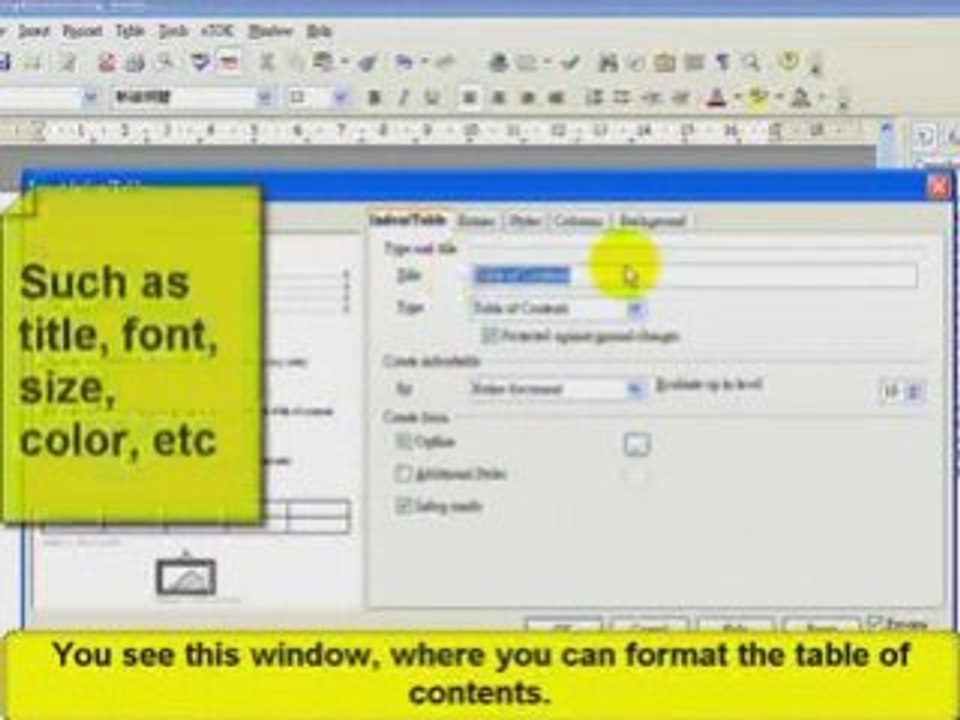 How to Create A Table Of Contents Using Openoffice