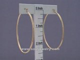 14K Yellow/White Gold Large Classic Hoop Earrings 2 3/8 Inch