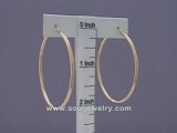 14K Solid Yellow/White Gold Classic Hoop Earrings 2 Inch