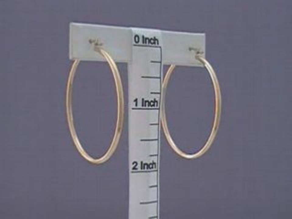 14K Solid Yellow/White Gold Classic Hoop Earrings 1 3/4 Inch
