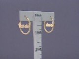14K Solid Yellow Gold Personalized Name Hoop Earrings 1 Inch