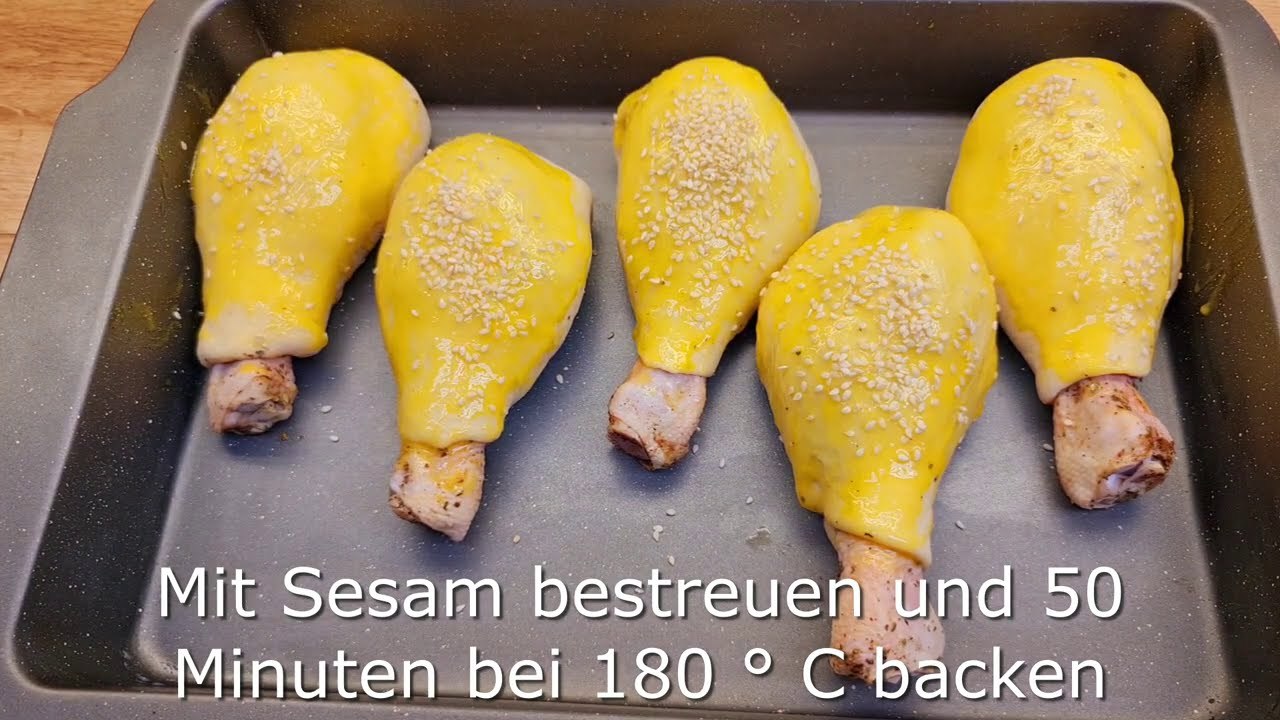 Ein sehr leckeres Rezept für Hähnchenschenkel in dem Teig, den Sie noch gekocht haben