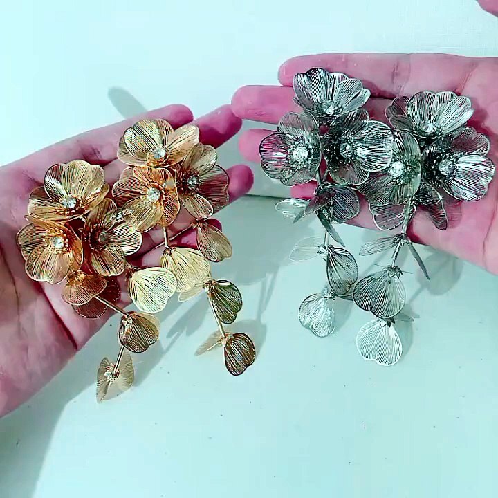 Gold Cascading Floral Earrings – Bloom Statemen...
