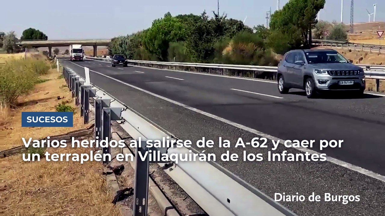 Varias personas heridas en Burgos al salirse un turismo de la A-62 y caer por un terraplén a la altura de Villaquirán de los Infantes