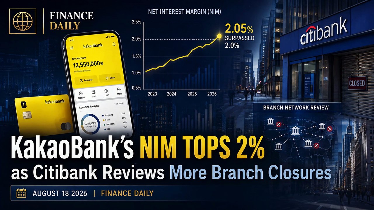 KakaoBank's NIM Tops 2% as Citibank Reviews More Branch Closures | August 18 2026