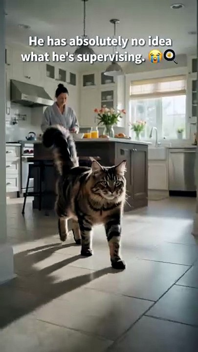 The Maine Coon Thinks He's the Kitchen Supervisor