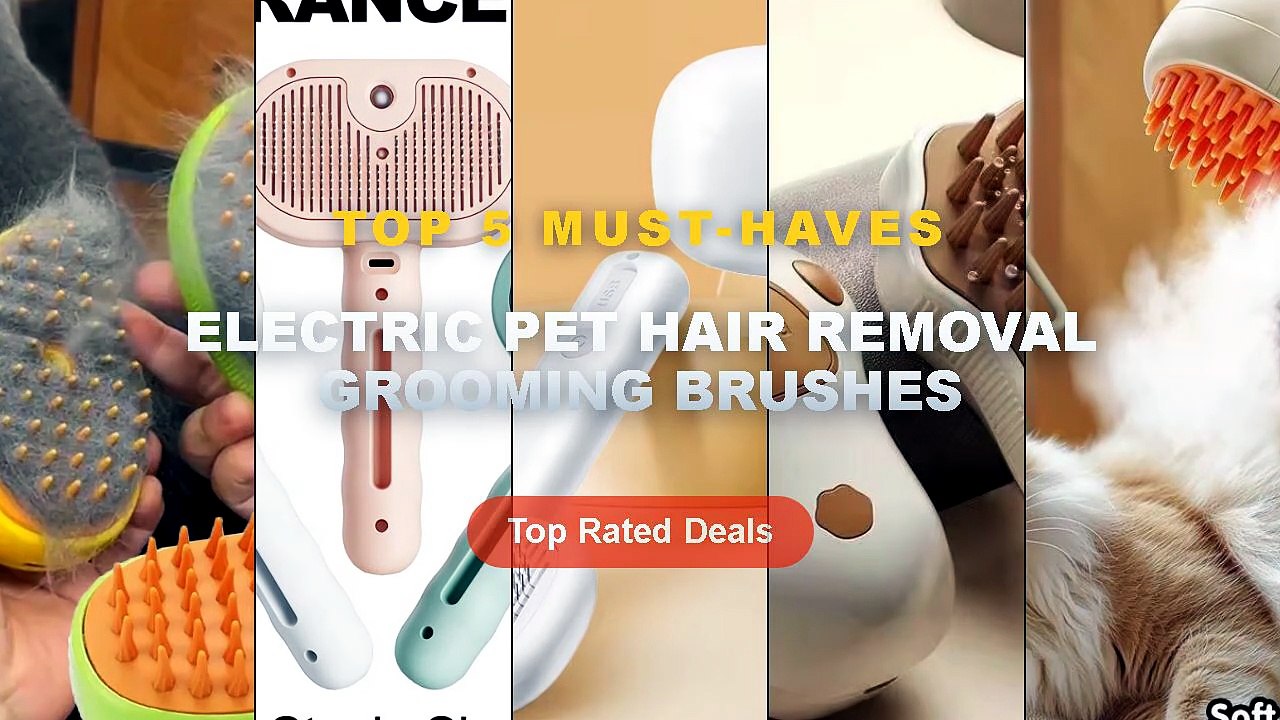 Electric Pet Hair Removal Grooming Brushes: Top 5 Best Sellers - 3 in 1 Pet Electric Steam Brush Cat and Dog Cleaning Sp...