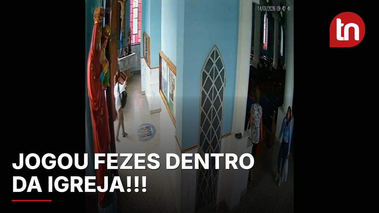 Mulher é flagrada jogando fezes dentro de igrej...