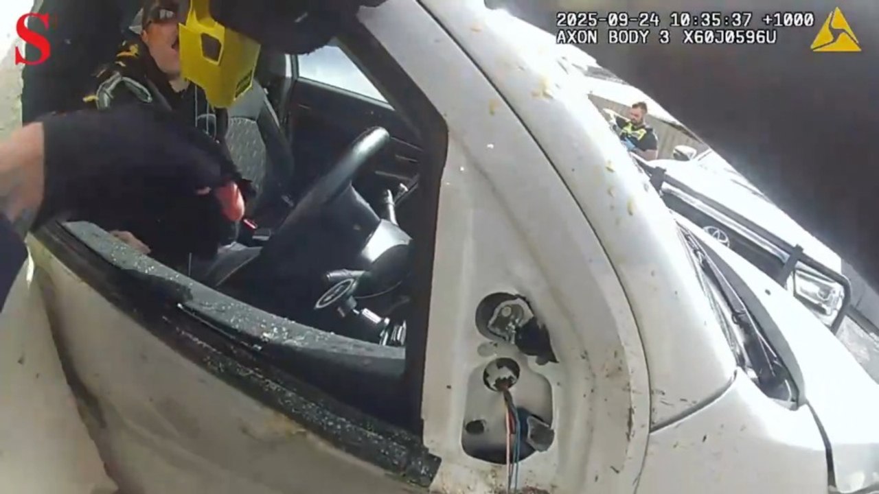 Guns drawn on man who rammed police cars
