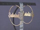 Personalized 14K Gold Butterfly Name Hoop Earrings 2 3/8 