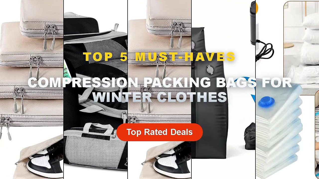 Why Everyone Is Buying Compression Packing Bags For Winter Clothes - 4pcs Reusable Vacuum Bags Transparent Folding Compr...