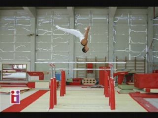 Le gymnaste Yann Cucherat avant son départ pour Pékin