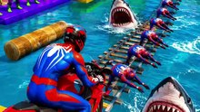 SPIDERMAN INSANE BIKE PARKOUR! 😱🏍️ SHARKS ARE EVERYWHERE! 🦈 #Shorts #Spiderman #Parkour #GTA5