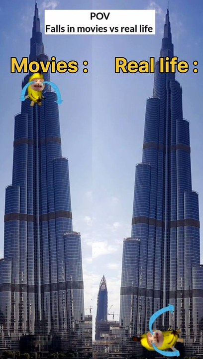 Falls in movies vs real life 😺