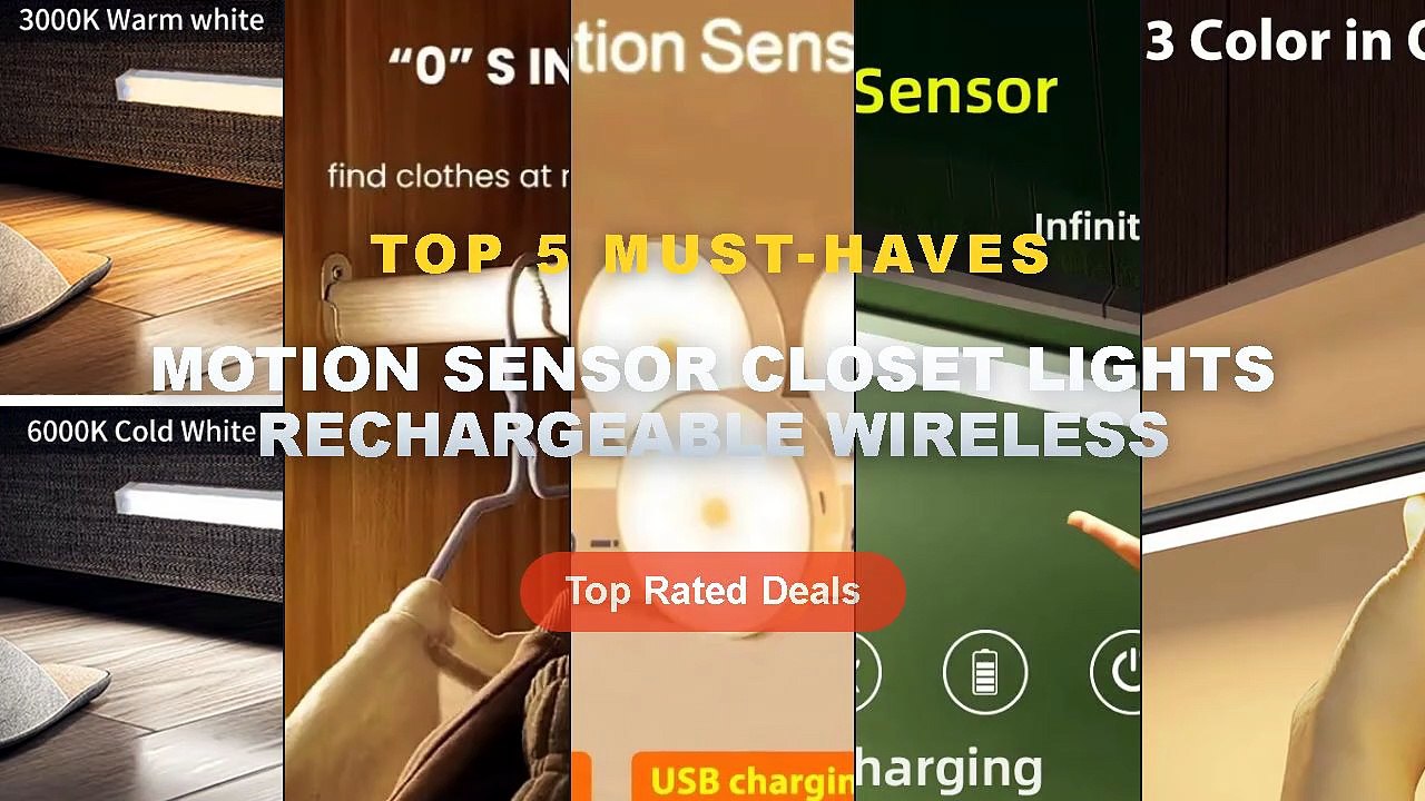 Top 5 Best Motion Sensor Closet Lights Rechargeable Wireless (Must Have!) - Wireless Rechargeable LED Night Lights Motio...