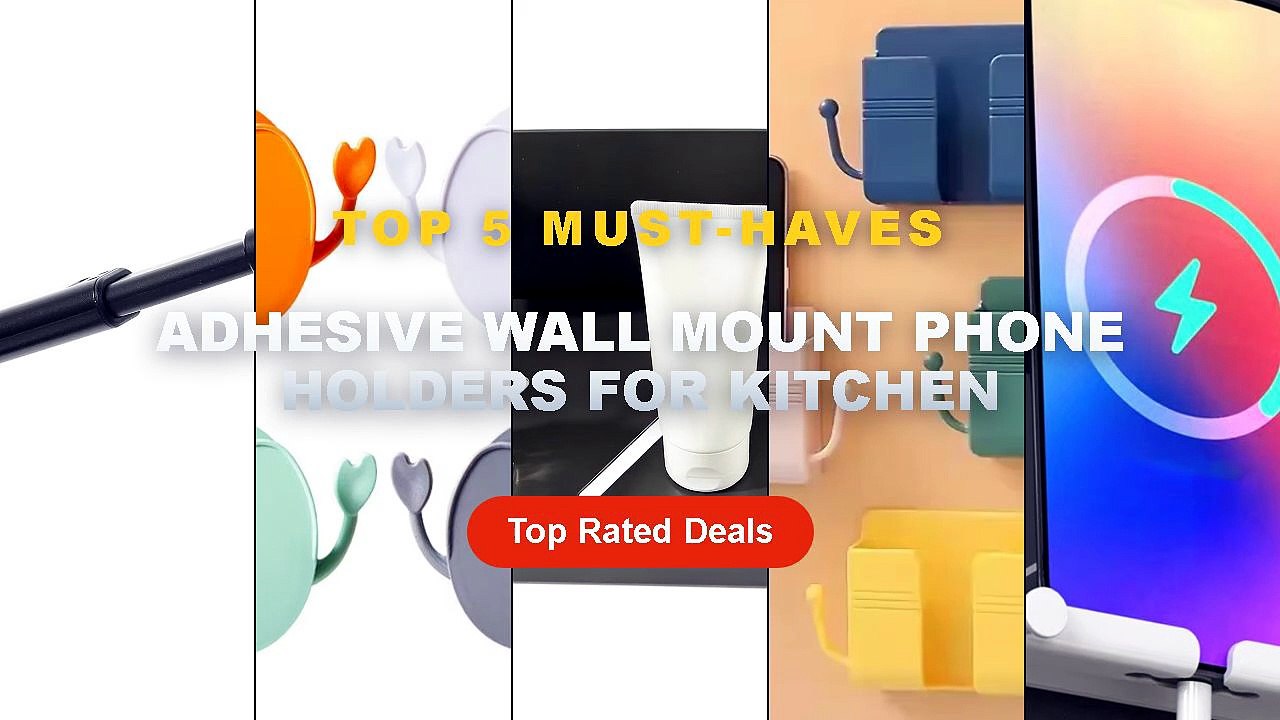 Top 5 Best Adhesive Wall Mount Phone Holders For Kitchen (Must Have!) - Phone Charging Stand Wall Bracket Adhesive Mount...