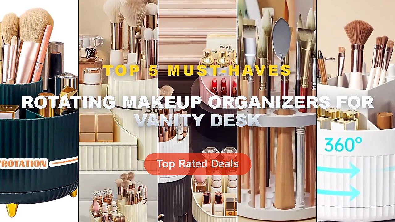 Amazing Rotating Makeup Organizers For Vanity Desk You Need To See - Desktop Rotating Makeup Organizer Cosmetics Storage...