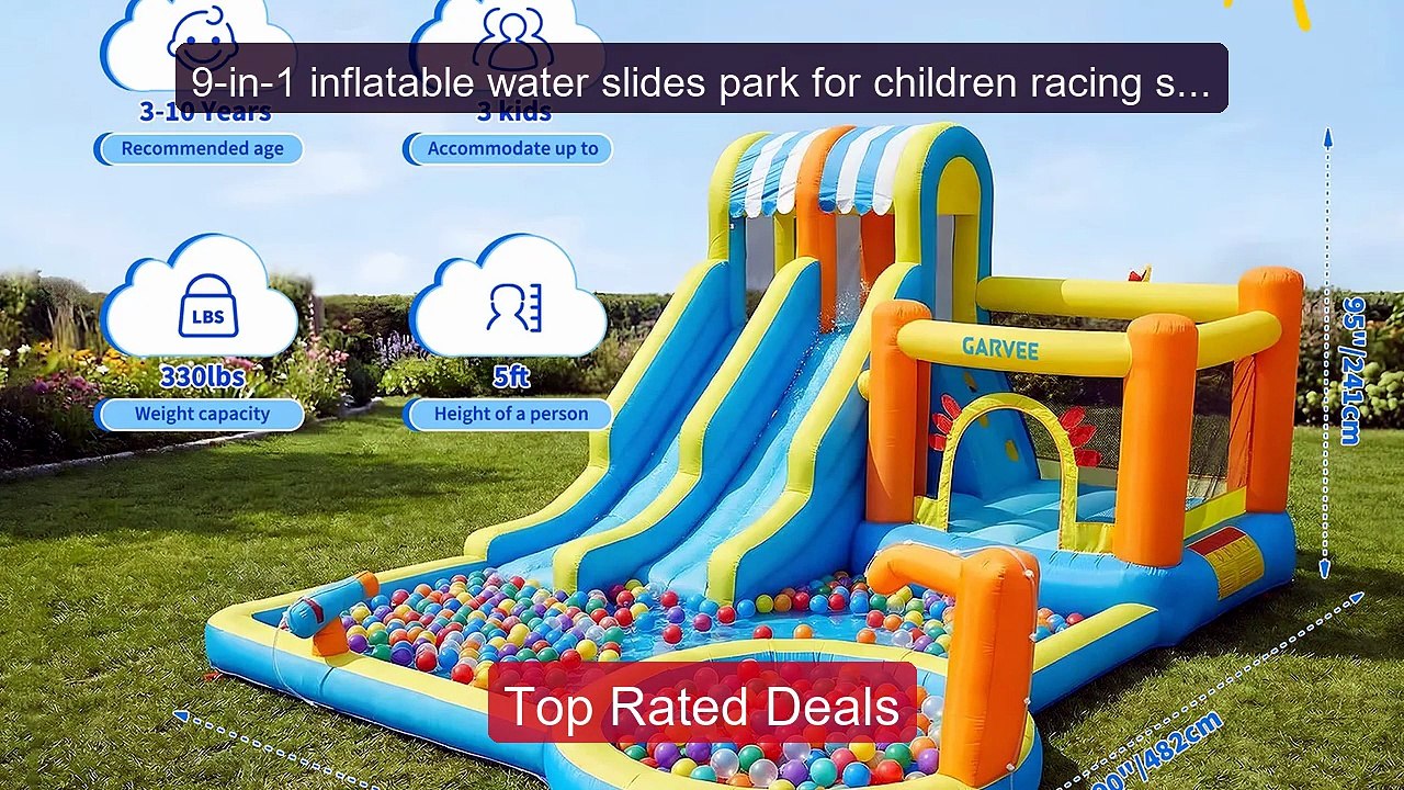 9-in-1 inflatable water slides park for childre...