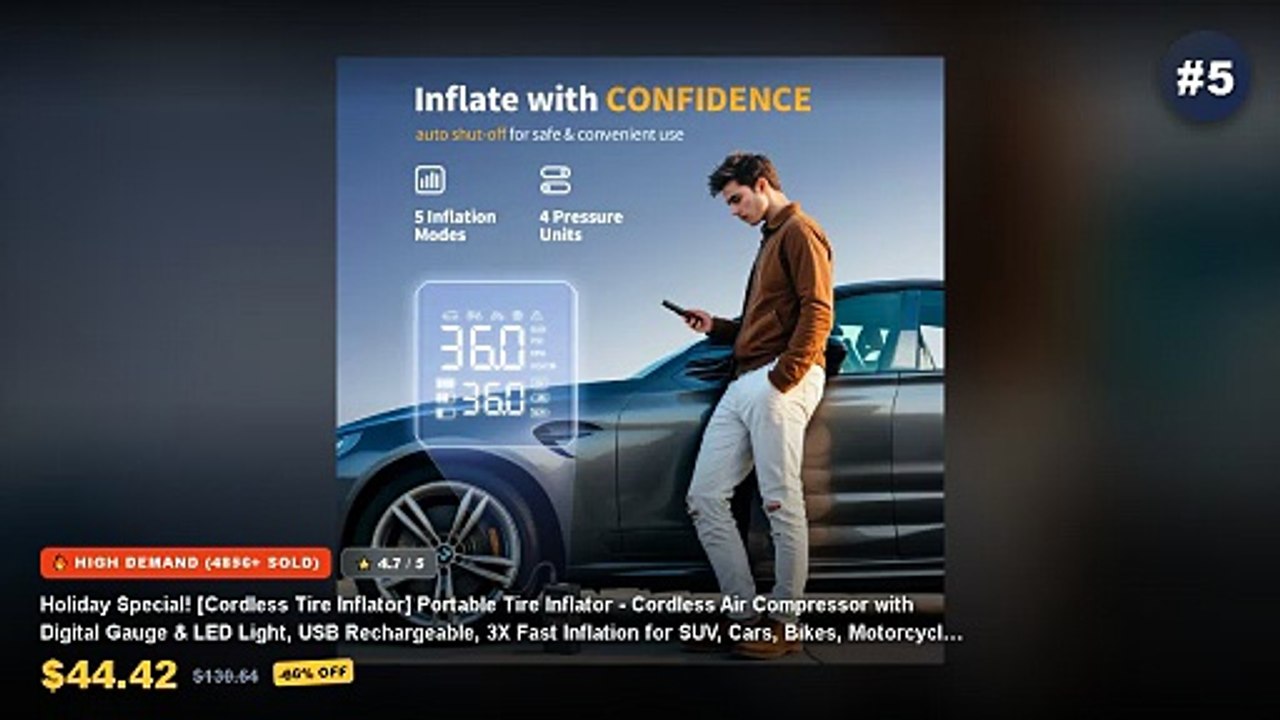 Amazing Portable Tire Inflators Cordless For Cars And Bikes You Need To See - 150PSI Cordless Tire Inflator Portable Air...