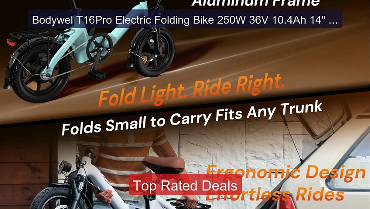 Bodywel T16Pro Electric Folding Bike 250W 36V 10.4Ah 14" Shock Abs... -- Best Deal 2026 | Shop Now!