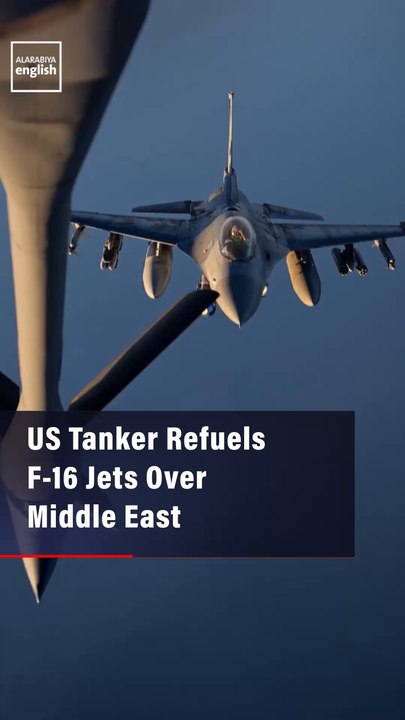 US Tanker Refuels F 16 Jets Over Middle East